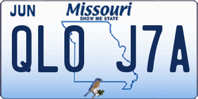 MO license plate QL0J7A
