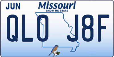 MO license plate QL0J8F