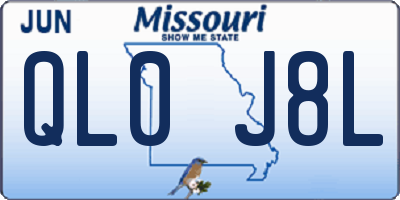 MO license plate QL0J8L