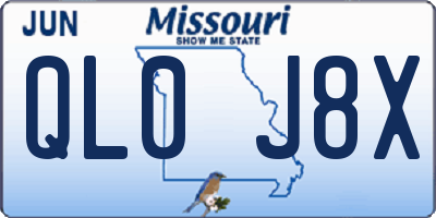 MO license plate QL0J8X