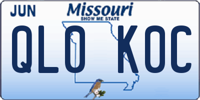 MO license plate QL0K0C
