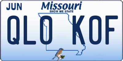 MO license plate QL0K0F