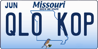 MO license plate QL0K0P