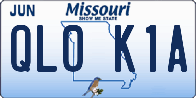 MO license plate QL0K1A
