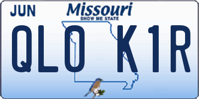 MO license plate QL0K1R