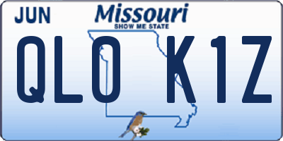 MO license plate QL0K1Z