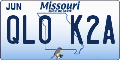 MO license plate QL0K2A