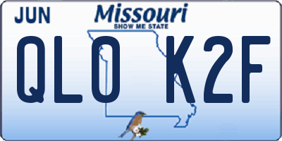 MO license plate QL0K2F
