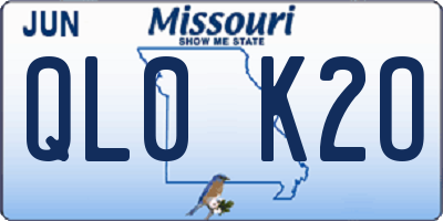 MO license plate QL0K2O