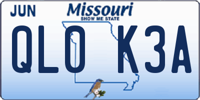 MO license plate QL0K3A