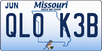 MO license plate QL0K3B