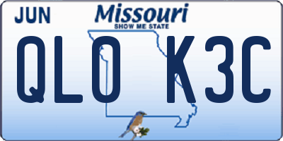 MO license plate QL0K3C