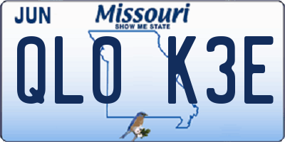 MO license plate QL0K3E