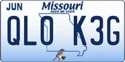 MO license plate QL0K3G