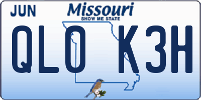 MO license plate QL0K3H