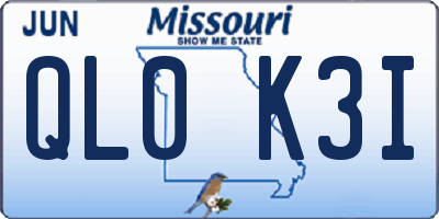 MO license plate QL0K3I