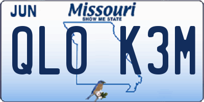 MO license plate QL0K3M