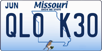MO license plate QL0K3O