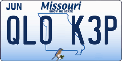 MO license plate QL0K3P