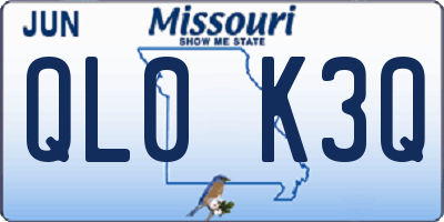 MO license plate QL0K3Q