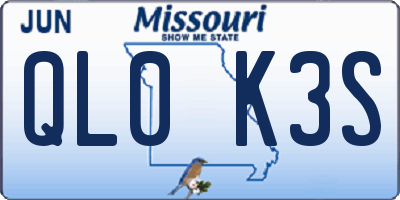 MO license plate QL0K3S