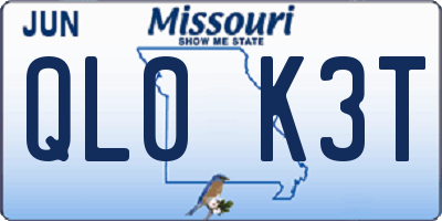 MO license plate QL0K3T