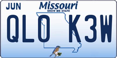 MO license plate QL0K3W