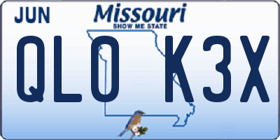 MO license plate QL0K3X