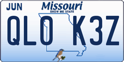 MO license plate QL0K3Z