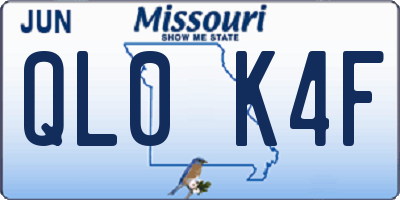 MO license plate QL0K4F