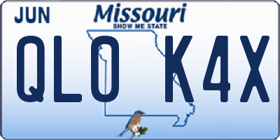 MO license plate QL0K4X