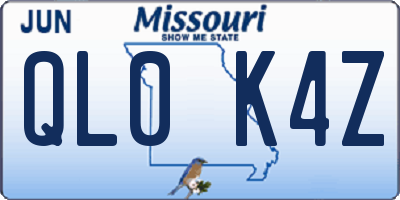 MO license plate QL0K4Z