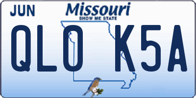 MO license plate QL0K5A