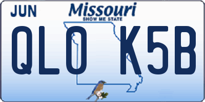 MO license plate QL0K5B