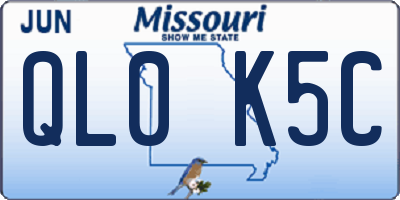 MO license plate QL0K5C