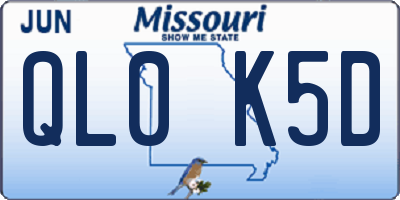 MO license plate QL0K5D