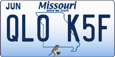 MO license plate QL0K5F