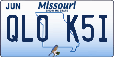 MO license plate QL0K5I