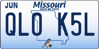 MO license plate QL0K5L