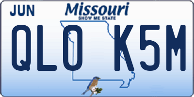 MO license plate QL0K5M