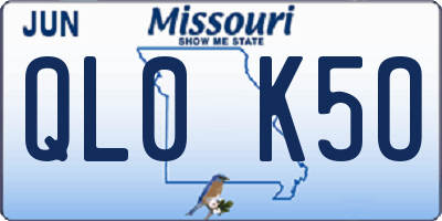 MO license plate QL0K5O
