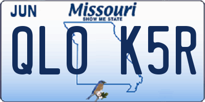 MO license plate QL0K5R