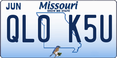 MO license plate QL0K5U