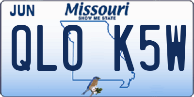 MO license plate QL0K5W