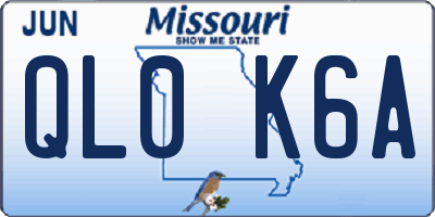 MO license plate QL0K6A