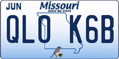MO license plate QL0K6B