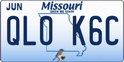 MO license plate QL0K6C