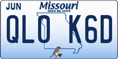 MO license plate QL0K6D