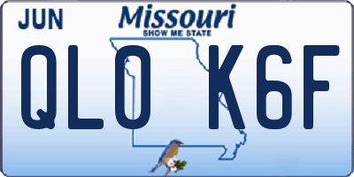 MO license plate QL0K6F
