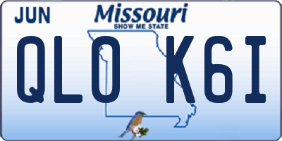 MO license plate QL0K6I